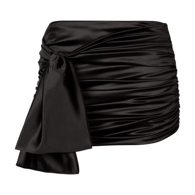 Dolce & Gabbana Short Draped Satin Skirt With Side Bow In Black