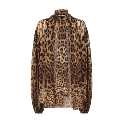 Shop Dolce & Gabbana Leopard-print Chiffon Shirt In Multicolor