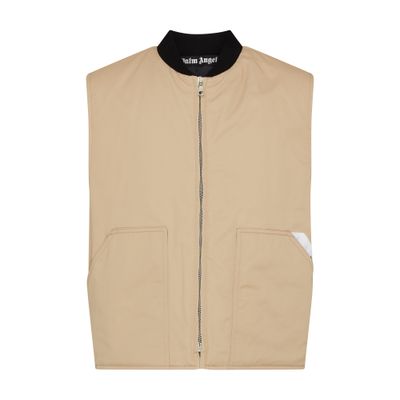 Shop Palm Angels Sartorial Tape Work Vest In Beige_off_white