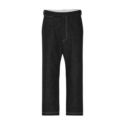 Thom Browne Mens Black Logo-tab Straight-leg Denim Jeans In Black