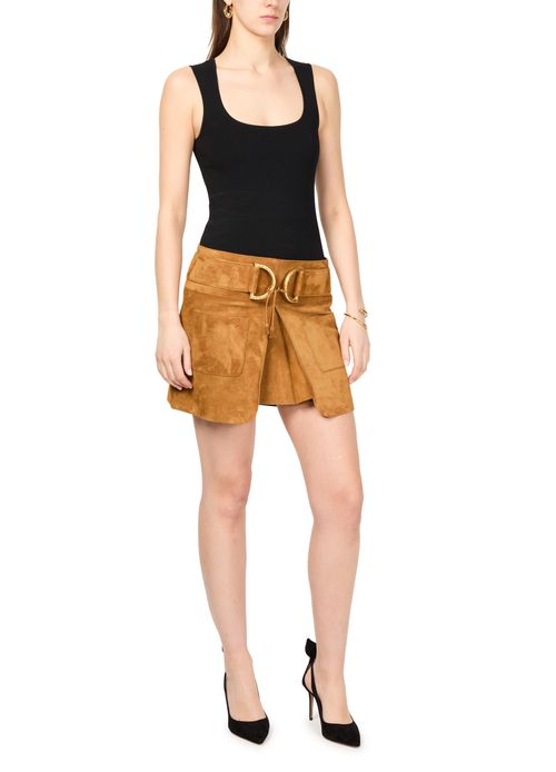 TOM FORD Velvet suede mini skirt with D-rings detail
