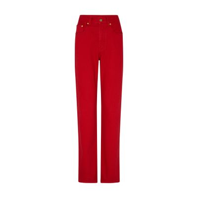 Jacquemus Denim Trousers Straight Belt Loops In Red