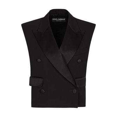 Dolce & Gabbana Tuxedo Gilet With Satin Peak Lapels In Black