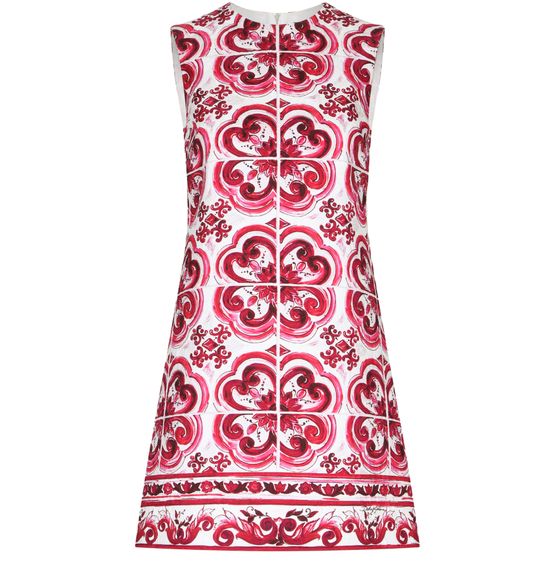 Short Dress In Majolica Print Brocade - DOLCE & GABBANA