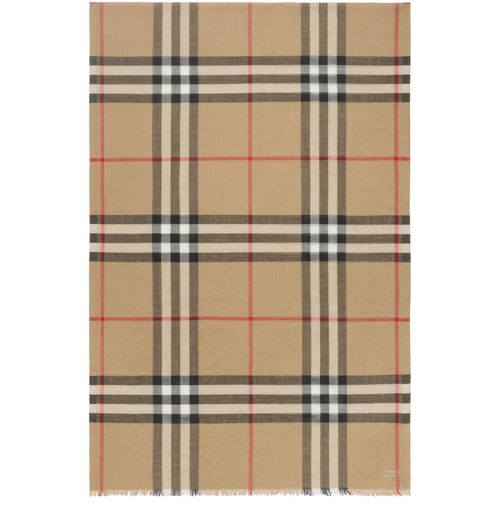 BURBERRY Wide Check Wool Silk Scarf