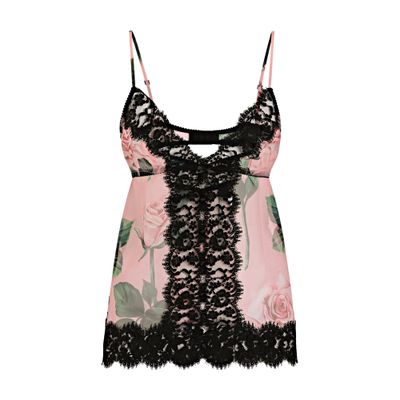 Dolce & Gabbana Chiffon And Lace Lingerie Top In Multicolor