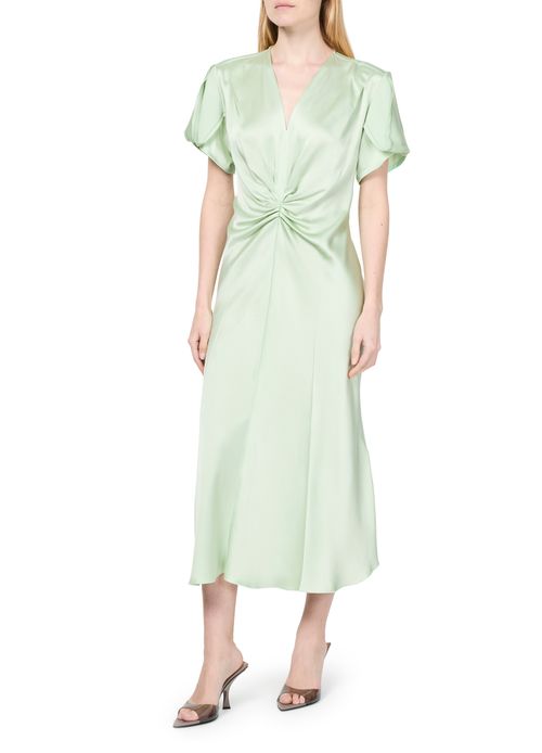 VICTORIA BECKHAM Gathered v-neck midi dress