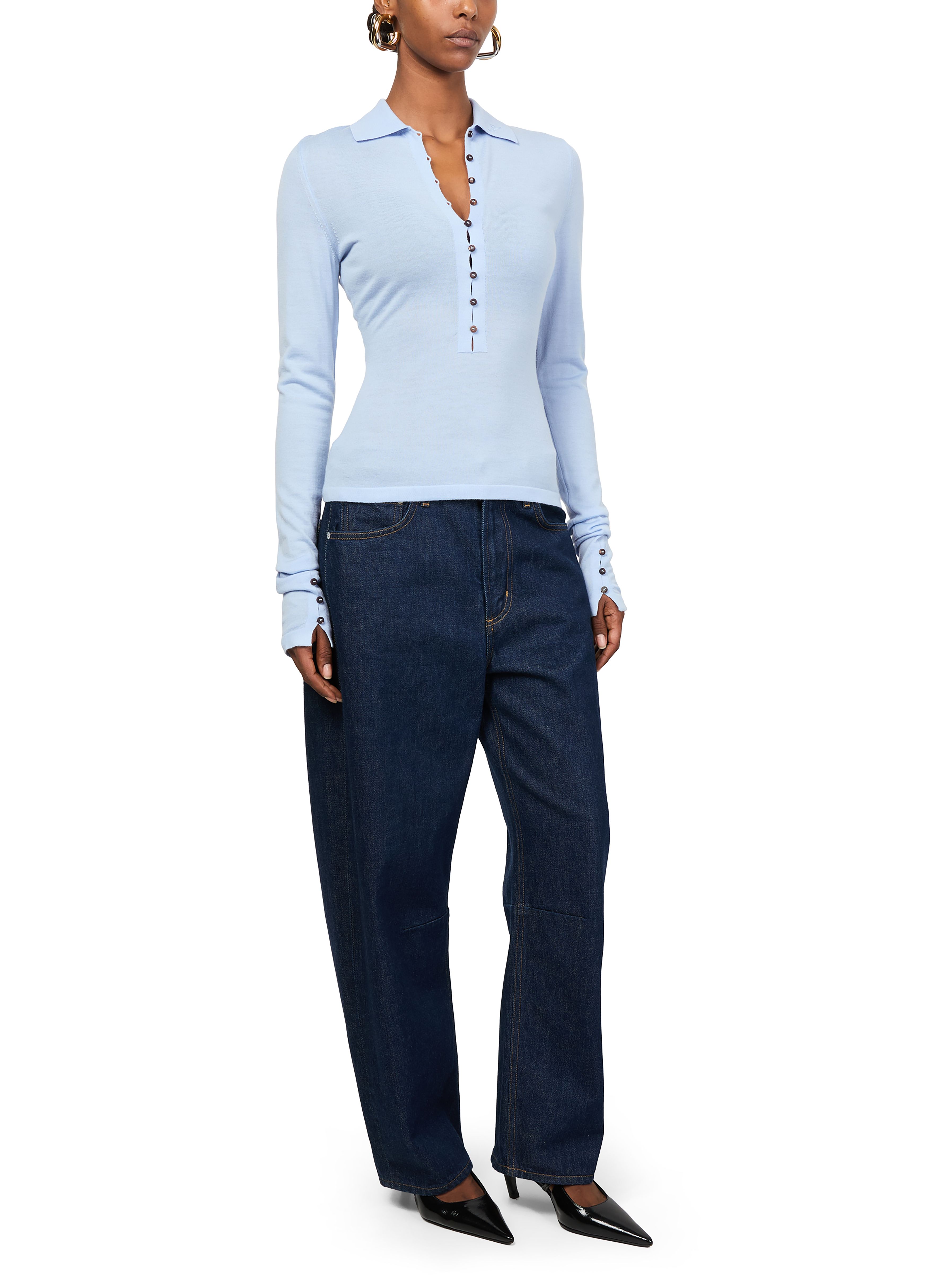 The Merino long sleeved polo thumbnail 6