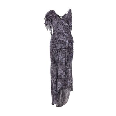 Isabel Marant Womens Faded Night Tylena Printed Ruffle-trim Silk Midi Dress In Multi