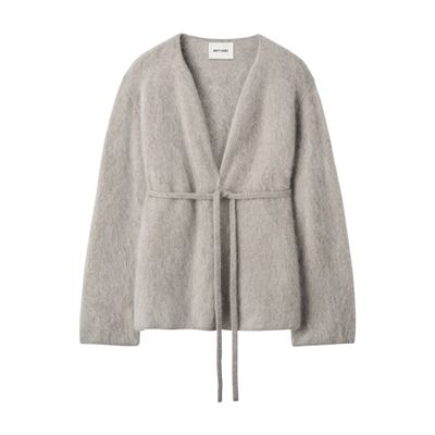 Soft Goat Brushed Cardigan In Cashmere In Gray