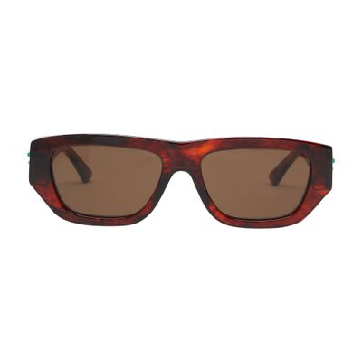 Bottega Veneta Rectangular Sunglasses In Havana_havana_brown
