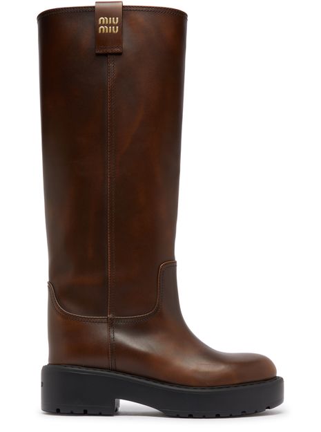 Smoked leather boots MIU MIU