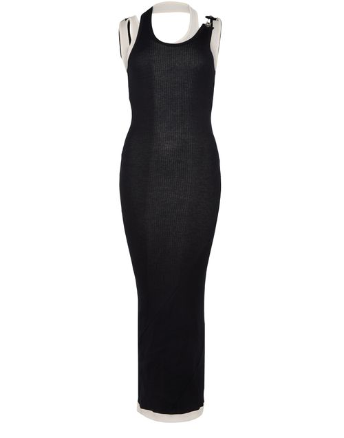 JEAN PAUL GAULTIER Robe sans manches en coton côtelé torsadé double couche