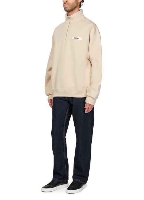 JACQUEMUS Grog grain zip-neck sweatshirt