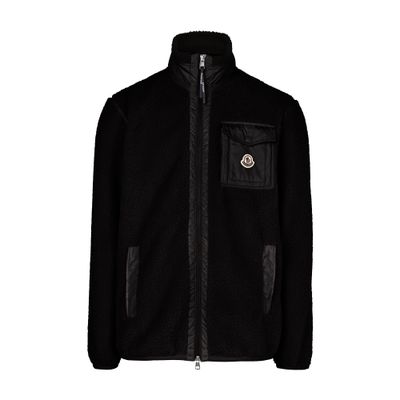 Moncler Teddy-effect Fleece Sweatshirt With Zip And Pocket In Black