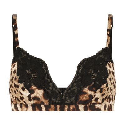 Dolce & Gabbana Leopard-print Silk-blend Triangle Bra In Leo_new