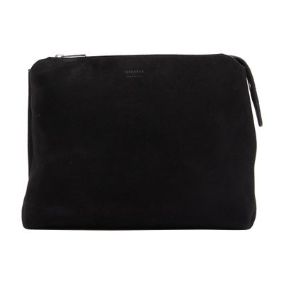 Khaite Medium Lina Suede Crossbody Bag In Black
