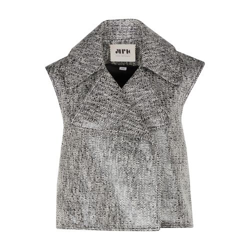 Coated tweed biker vest