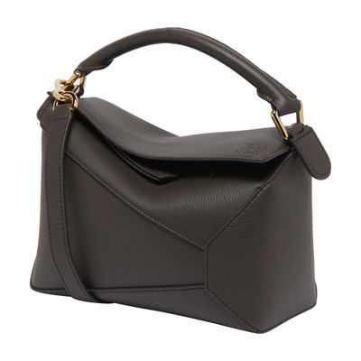 Loewe Mini Puzzle Leather Shoulder Bag In Grey