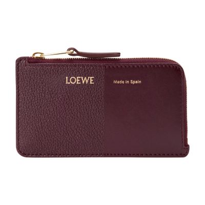 Loewe Card Holder With Coin Pocket In Dark Burgundy In Brown