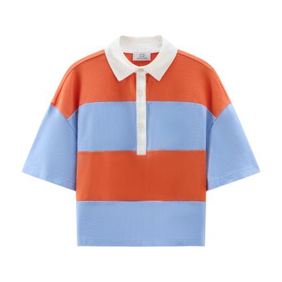Woolrich Rugby Striped Polo Shirt In Blue