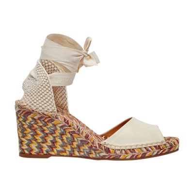 Chloé Sandales Espadrilles Compensées Piia Femme Beige Taille 35 100% Cuir De Brebis In Eggshell