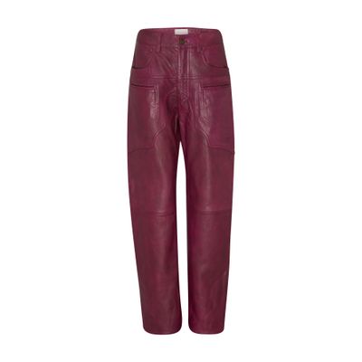 Isabel Marant Breydi Leather Pants In Red