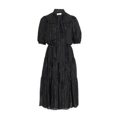 Prairie dress in striped silk lamé