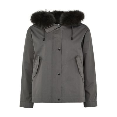 Yves Salomon Hooded Cotton Parka In Gray