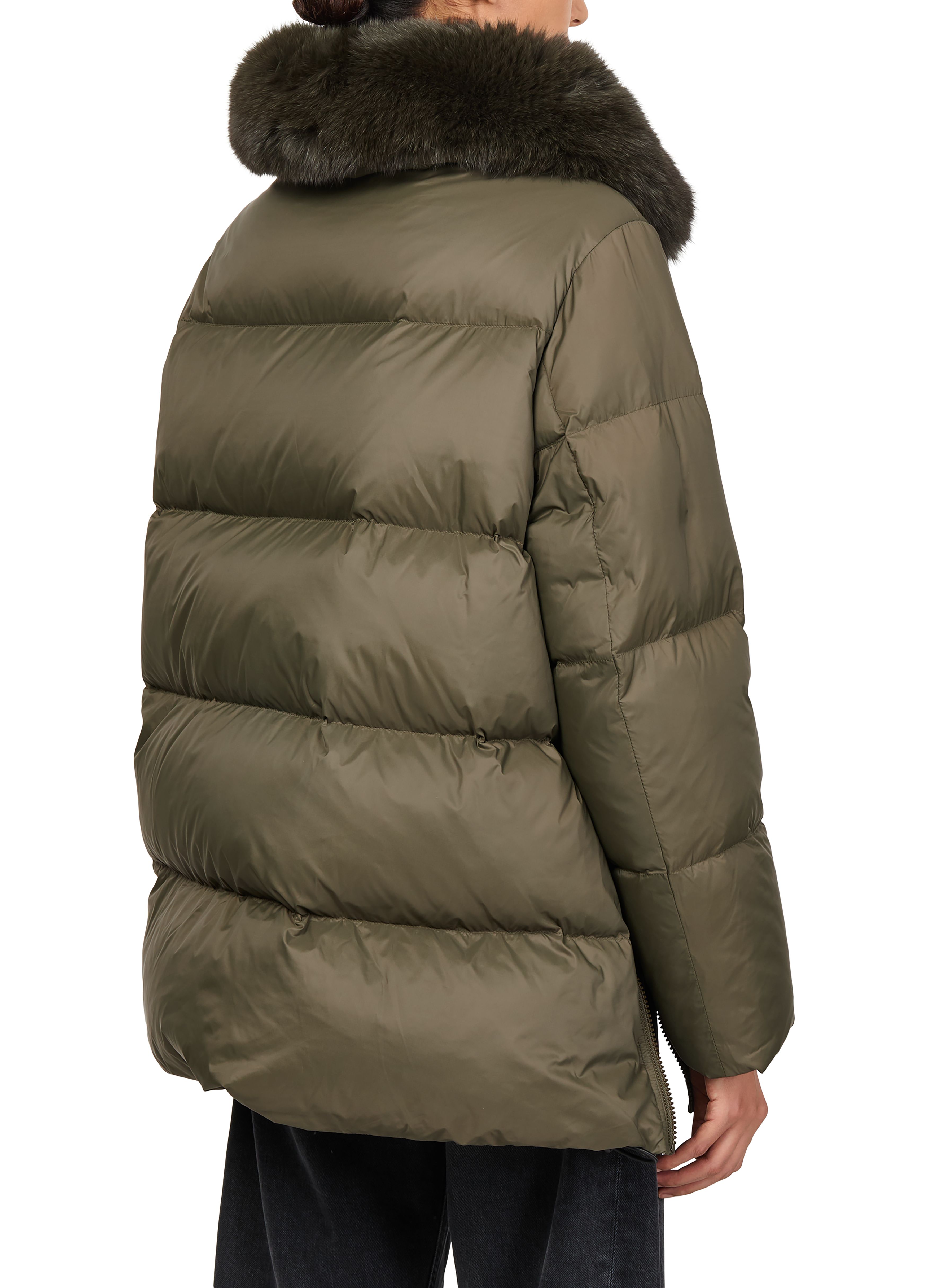 Hooded puffer jacket with a fox fur collar thumbnail 6