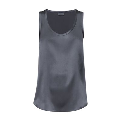 Brunello Cucinelli Stretch Silk Satin Top In Grey