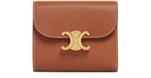 CELINE Small flap wallet in shiny smooth lambskin