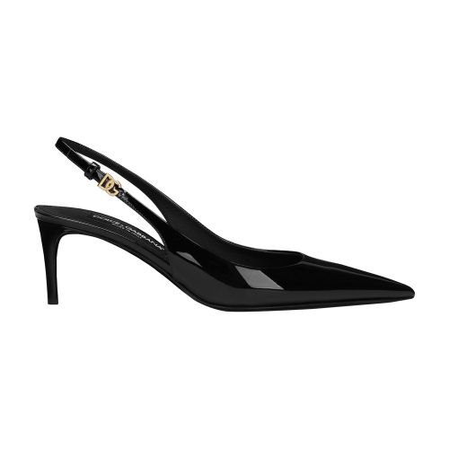 Dolce & Gabbana Black Crocodile Leather Slingbacks In Black