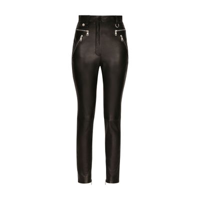 Shop Dolce & Gabbana Faux Leather Jeans With Zipper In Black