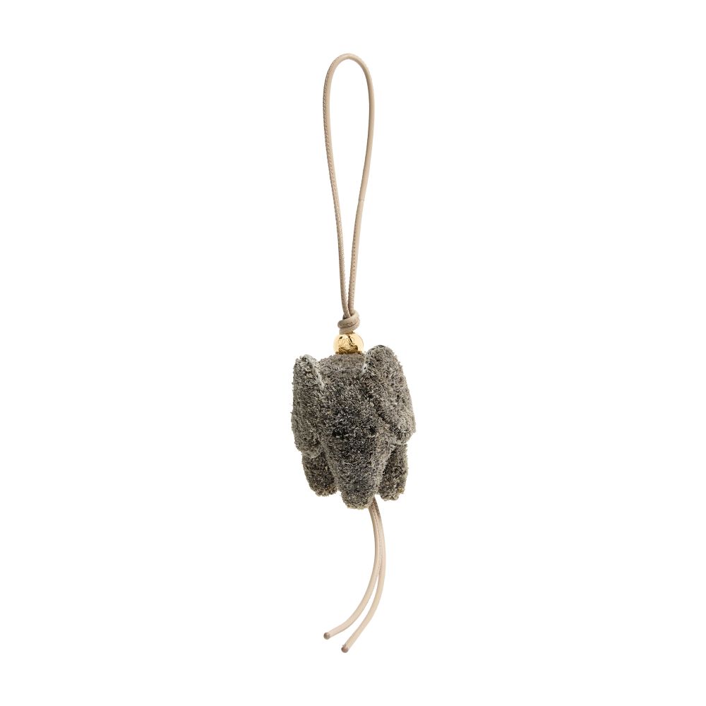 Elephant bag charm in raffia and calfskin thumbnail 5