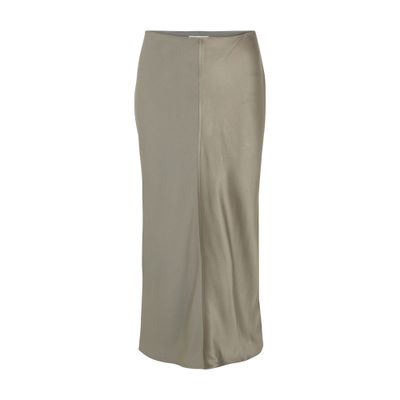 Ami Alexandre Mattiussi Satin Midi Skirt In Off-white