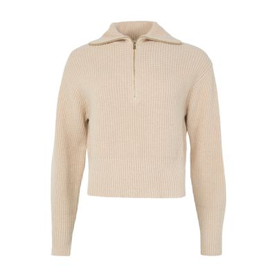 Max Mara Wool-cashmere Quarter-zip Sweater In Neutral