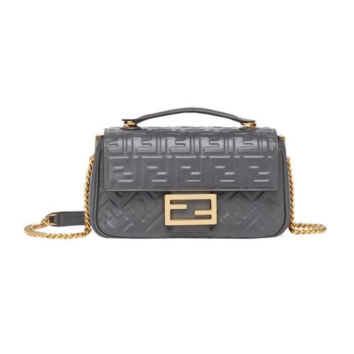 Fendi Midi Baguette Chain Bag In Gris__2