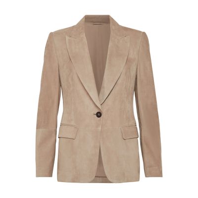 Shop Brunello Cucinelli Suede Blazer In Grey