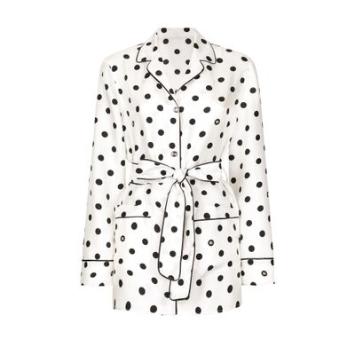 Dolce & Gabbana Polka-dot Long-sleeved Pajama Shirt In White