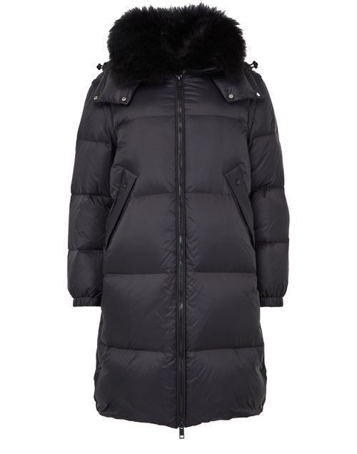 YVES SALOMON Hooded maxi puffer jacket with a lambswool collar