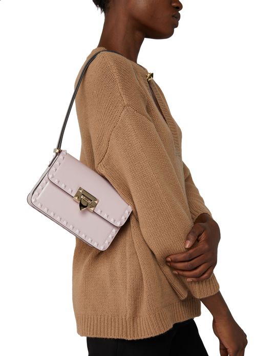 Rockstud grainy calfskin vertical bag deals