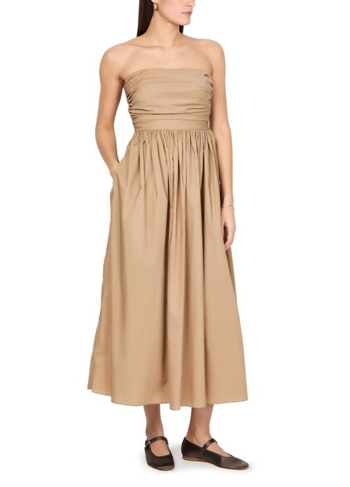 MATTEAU Strapless lace up dress