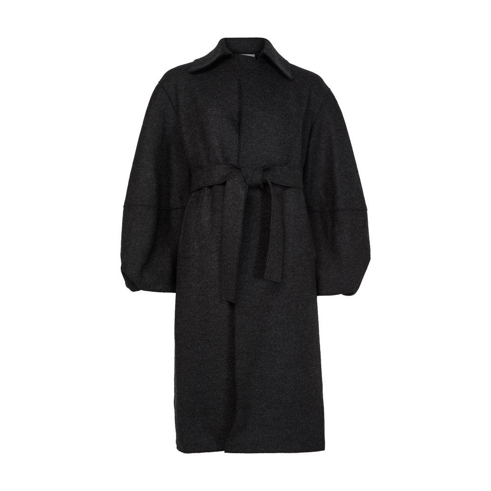 Puff-sleeved coat in pressed wool thumbnail 7