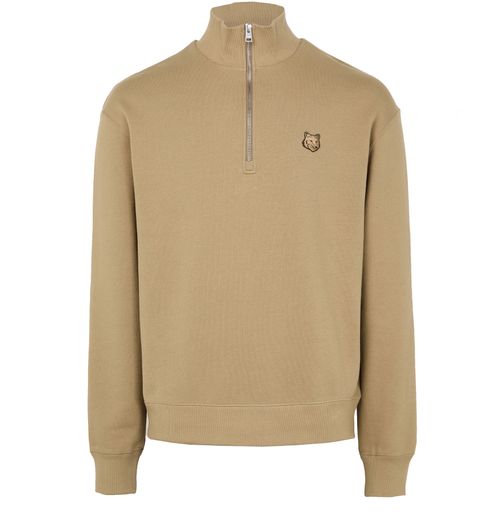 MAISON KITSUNE Komfort-Sweatshirt mit halbem Reißverschluss und Fuchskopf-Patch Bold
