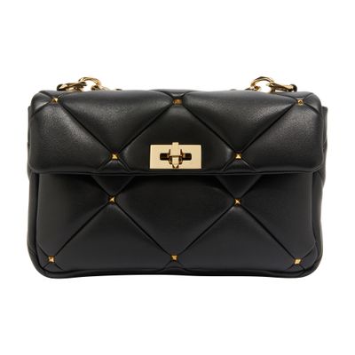 Valentino Quilted Calfskin Shoulder Bag In Black