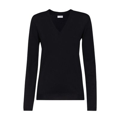 Brunello Cucinelli Women's Cashmere Sweater With Monili In Black