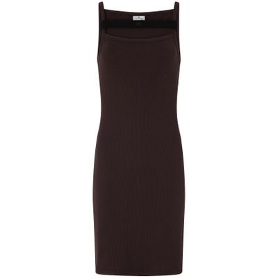Courrèges 90s-style Short Dress With Ribbed Spaghetti Straps In Brown
