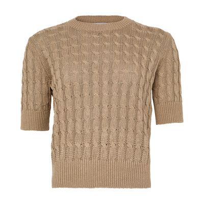 Max Mara Round Neck Knitted T-shirt In Neutral