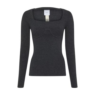 Shop Patou Corset Knit Top In Anthracite